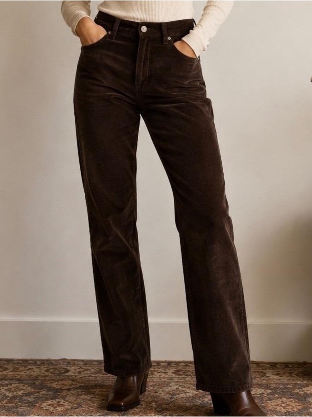 Lauren Jeans Ralph Lauren Straight Leg Corduroy Jeans Rich Chocolate Brown Sz 8